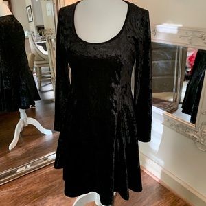 Black velvet fit and flare dress size medium